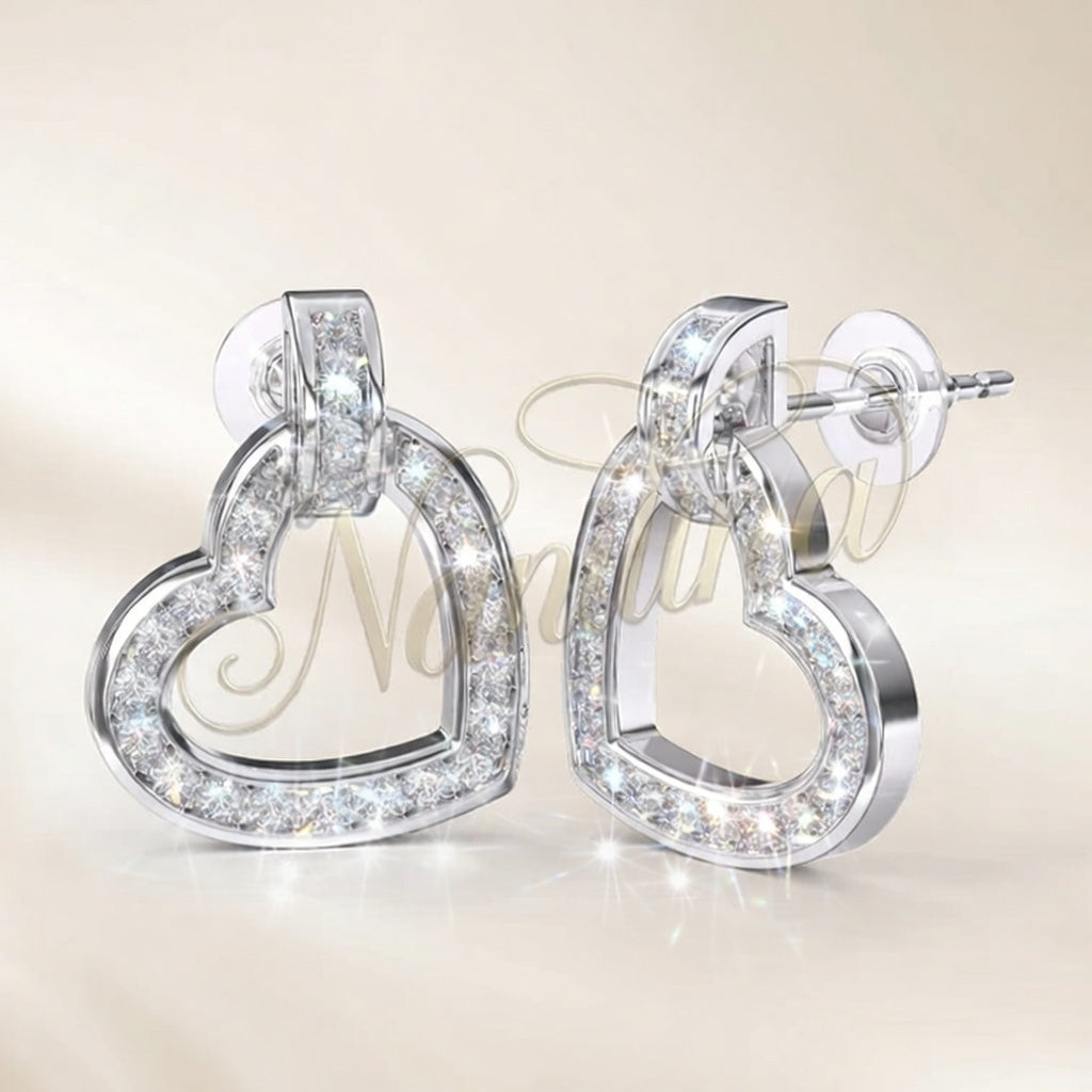 Boucles d'Oreilles Cœur Montecarlo 12mm Or & Noir - Cristal & Strass