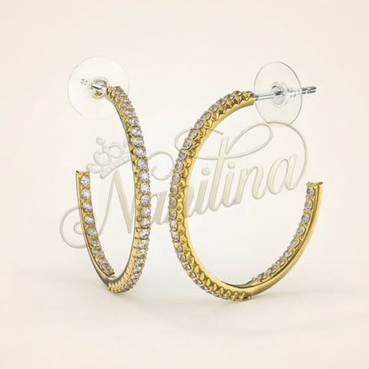 Créoles LIORA 25mm Or - Strass Cristal Plaqué Or 18K