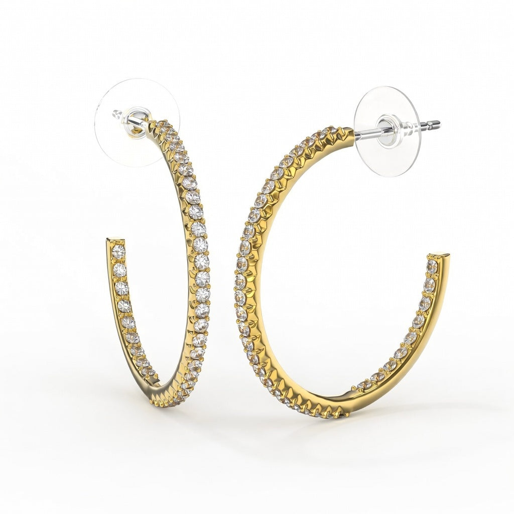Créoles LIORA 25mm Or - Strass Cristal Plaqué Or 18K