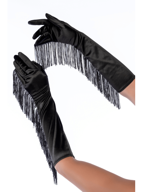 Une paire de gants noirs avec franges - Mapalé