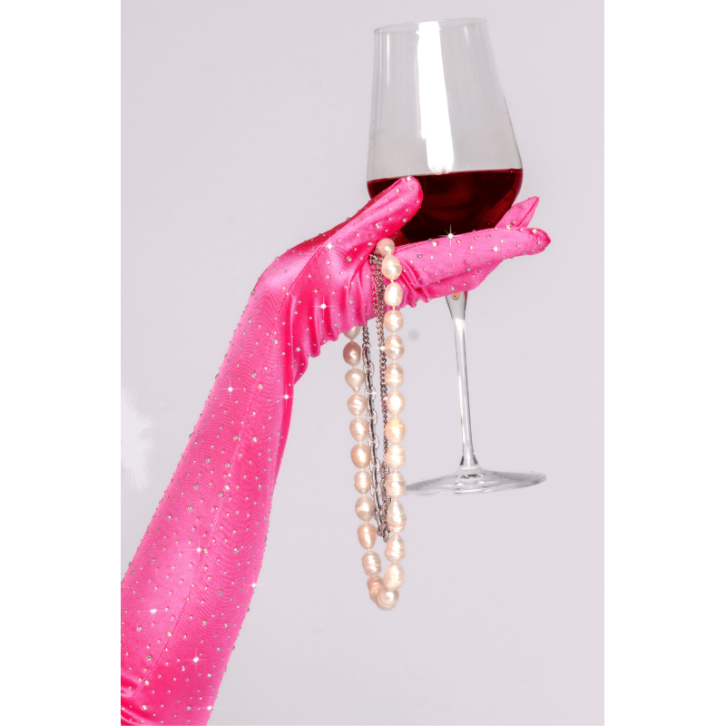 Une paire de gants satinés avec strass - Mapalé