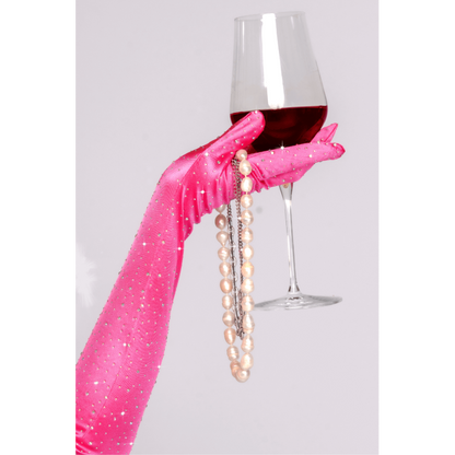 Une paire de gants satinés avec strass - Mapalé